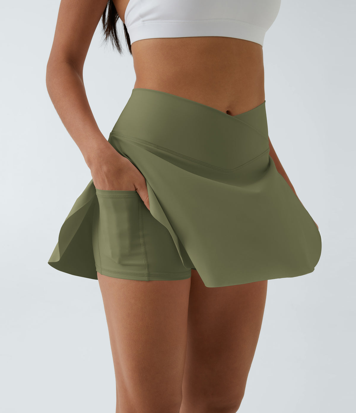 SoftlyZero™ Airy Crossover Pocket 2-in-1 InstantCool Tennis Skirt-Lucid-Longer Length