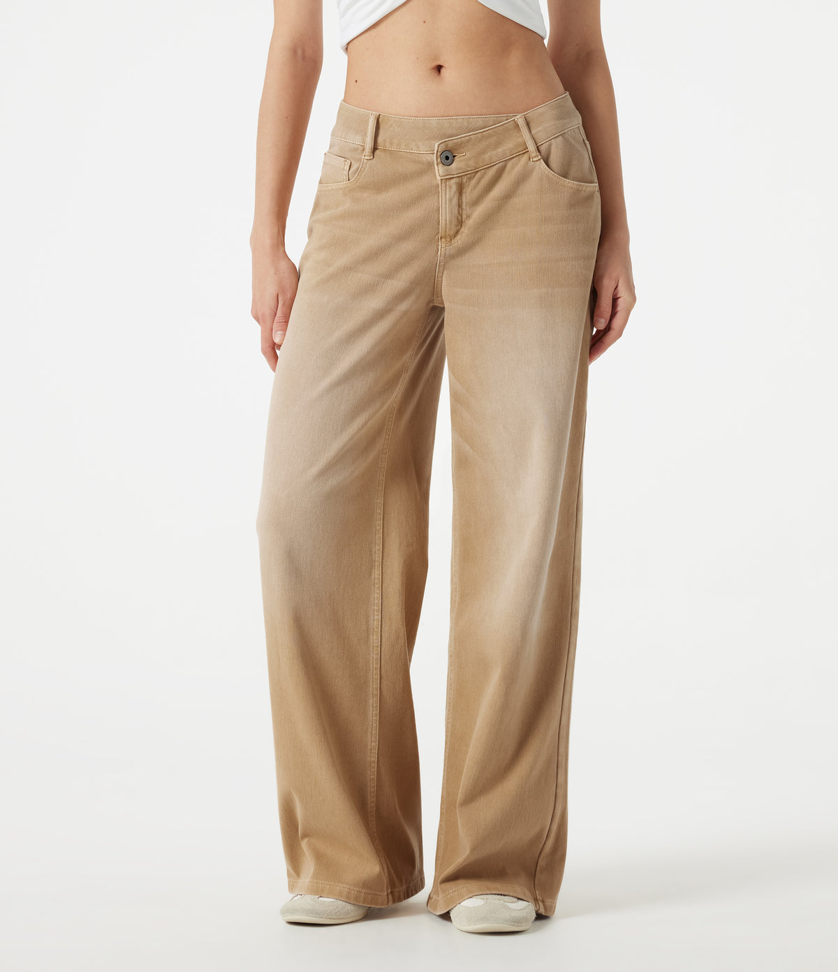 Halara Flex™ Asymmetric Low Rise Wide Leg Colorful Washed Casual Jeans with Pockets