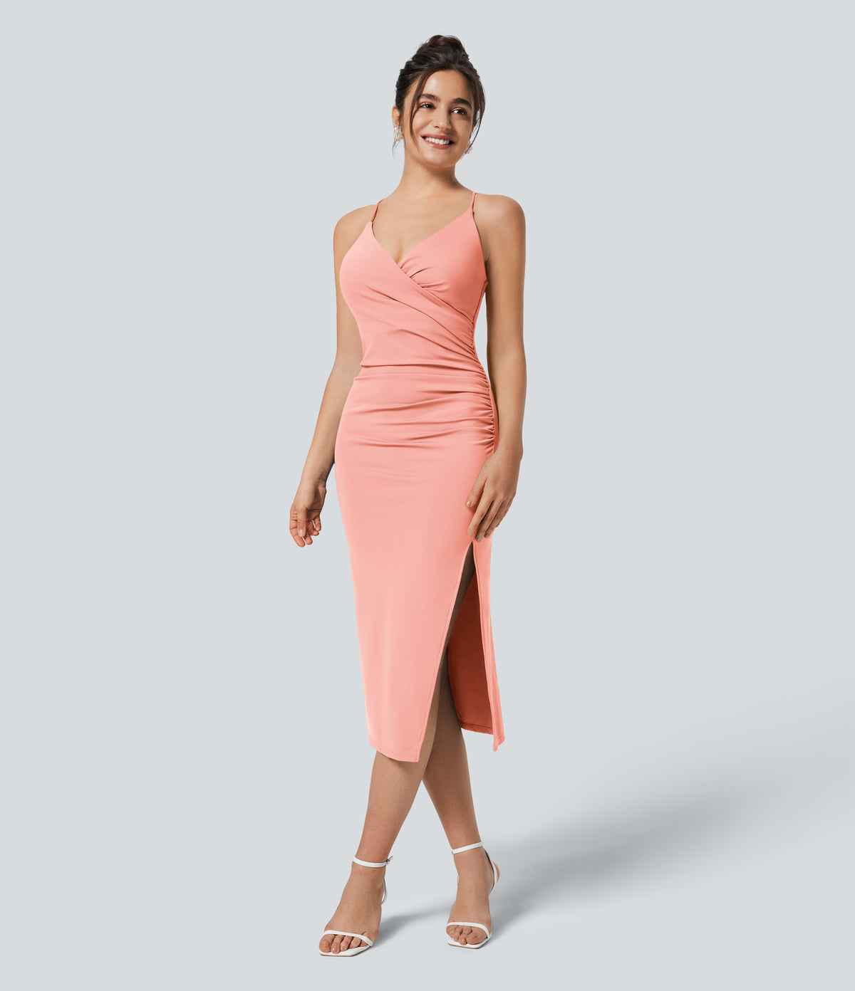 SoftlyZero™ Airy Crossover Ruched Lace Up Bodycon InstantCool Dress