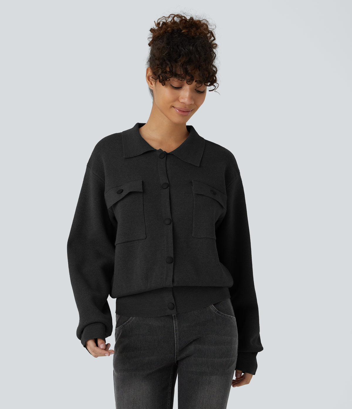 Pocket Long Sleeve Casual Sweater