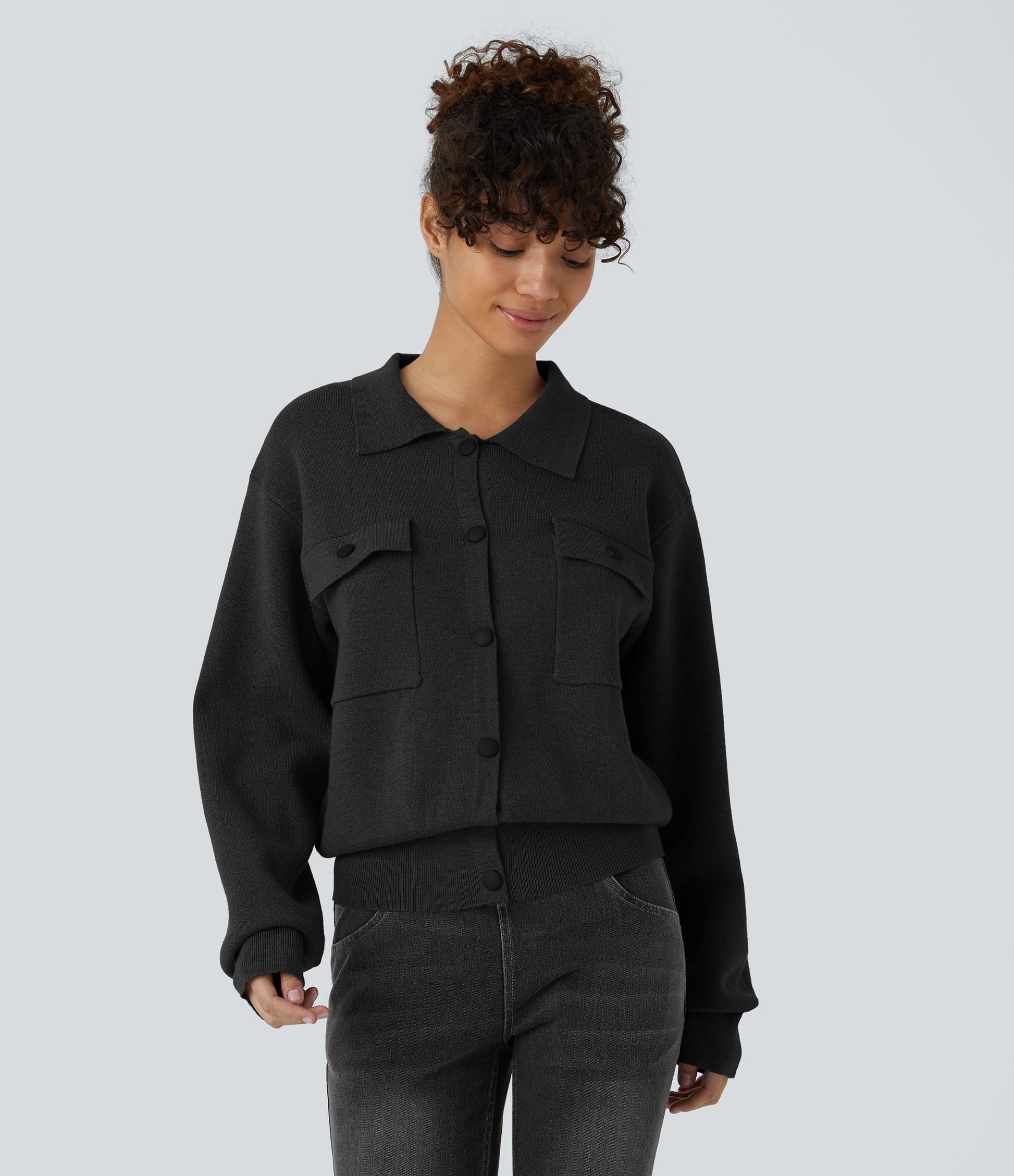 Pocket Long Sleeve Casual Sweater