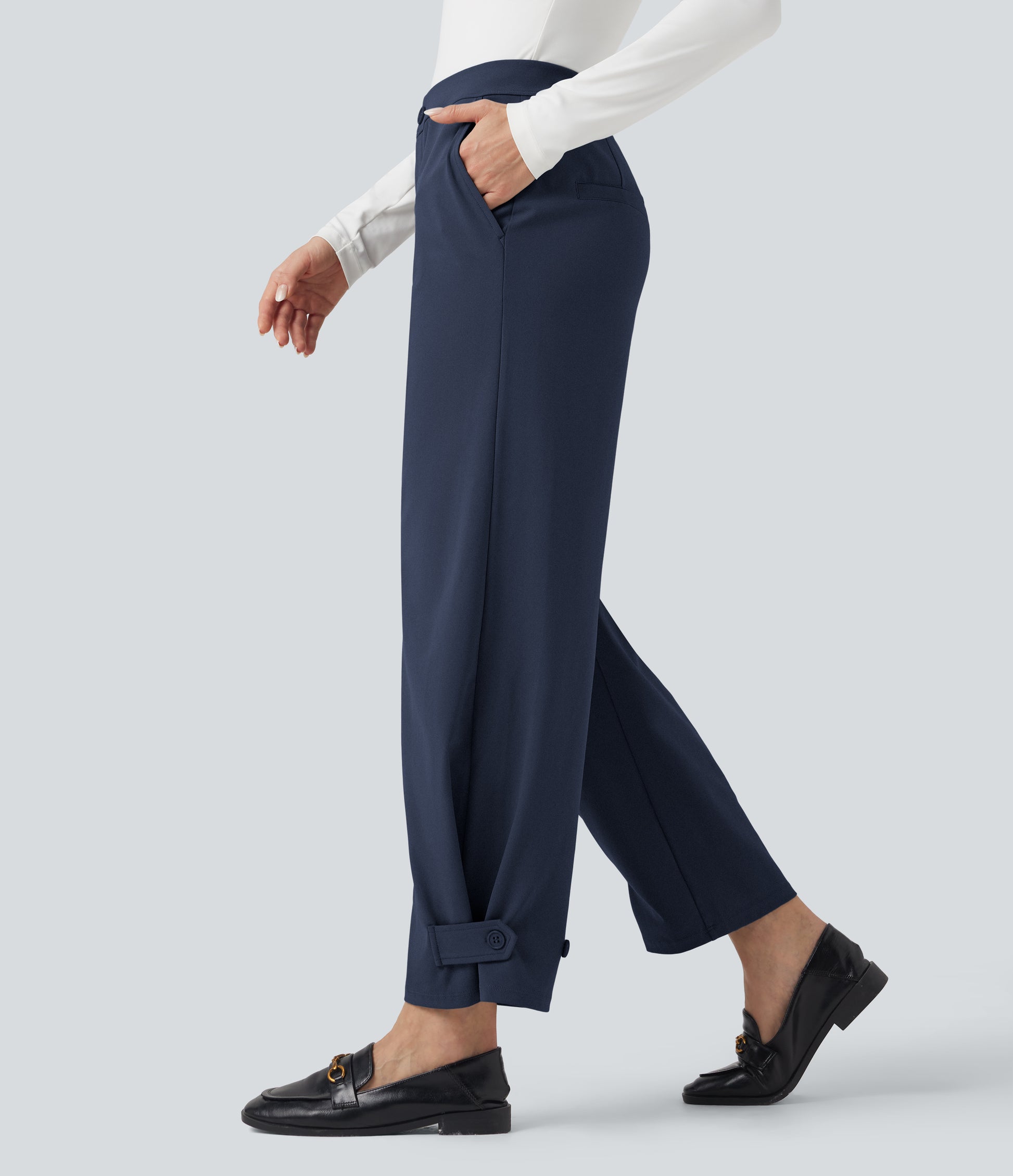 Flex™ DayStretch Mid Rise Adjustable Pant Width Work Tapered Pants with Pockets