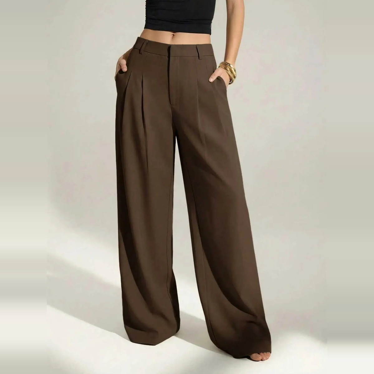 [LAST DAY SALE]Women’s High-Waist Wide-Leg Pants with Free Belt