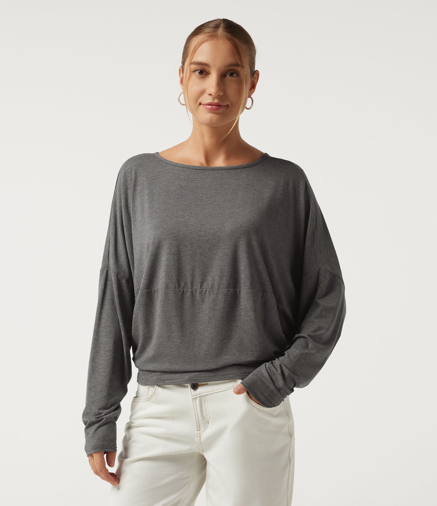 Round Neck Long Sleeve Relaxed Casual Top