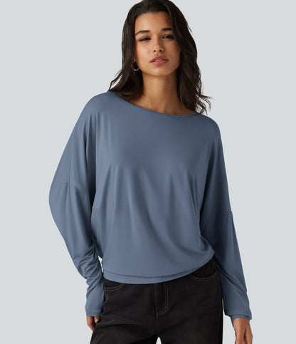 Round Neck Long Sleeve Relaxed Casual Top