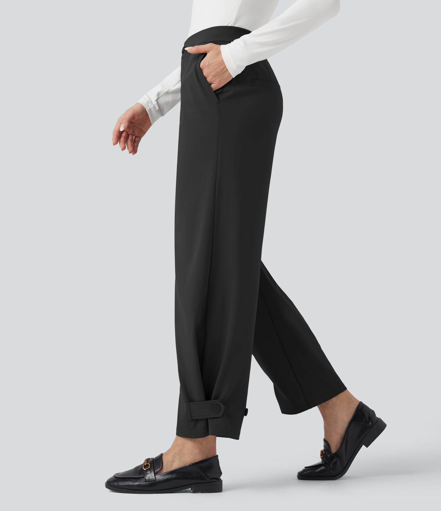 Flex™ DayStretch Mid Rise Adjustable Pant Width Work Tapered Pants with Pockets