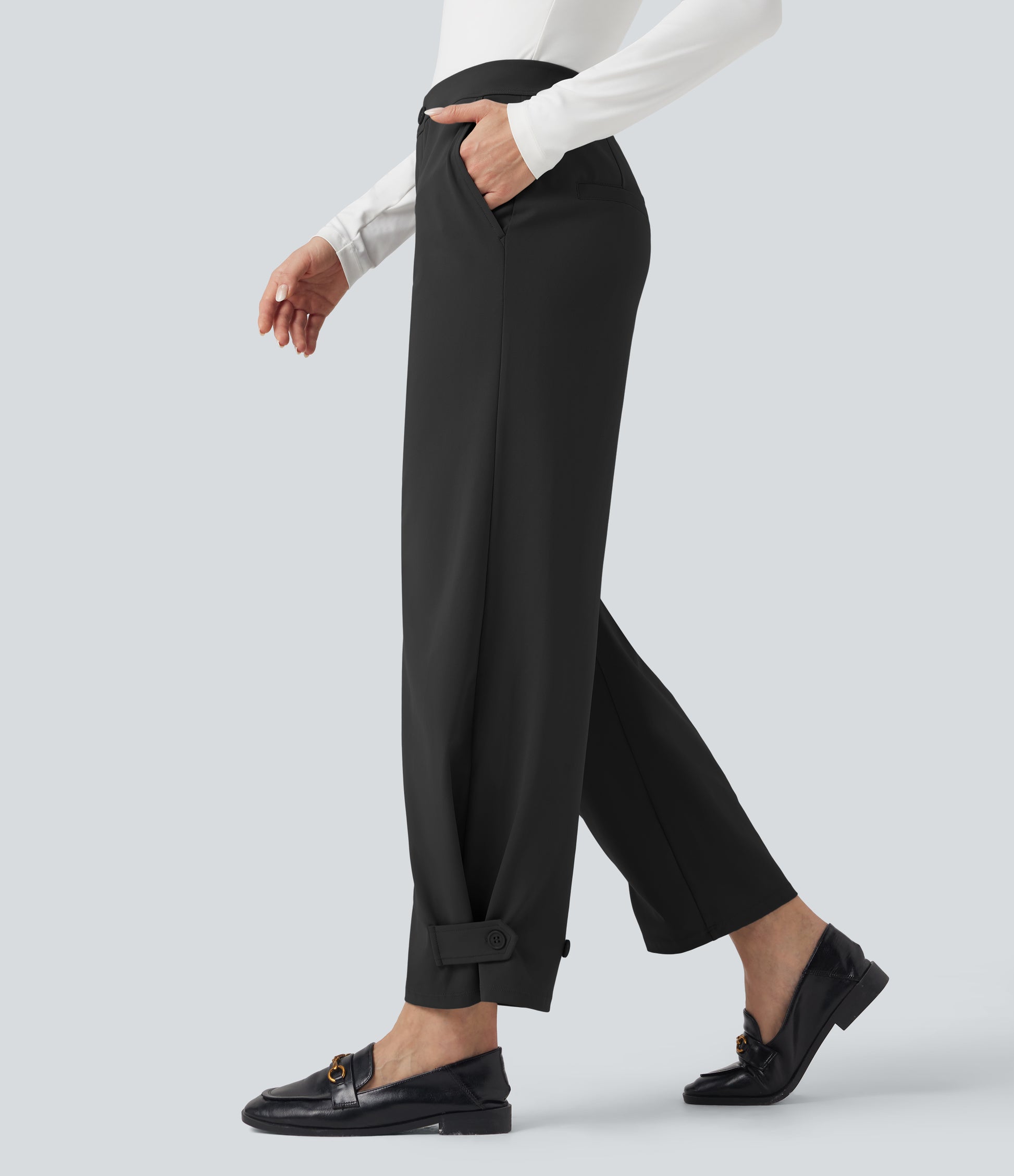 Flex™ DayStretch Mid Rise Adjustable Pant Width Work Tapered Pants with Pockets