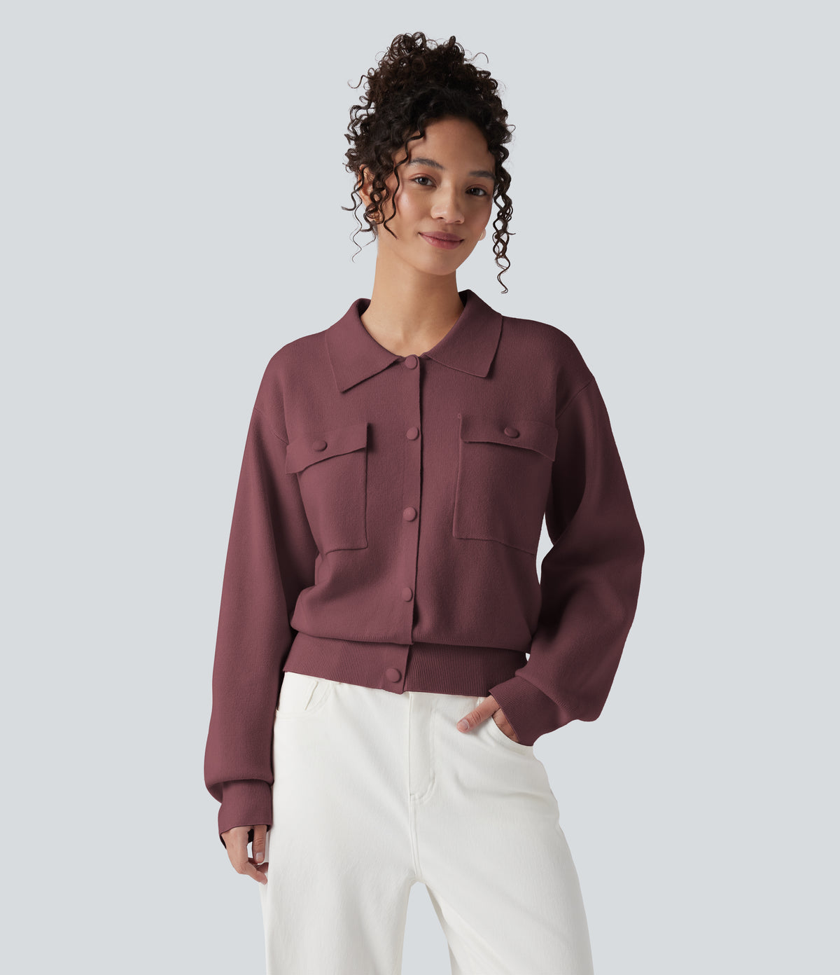 Pocket Long Sleeve Casual Sweater