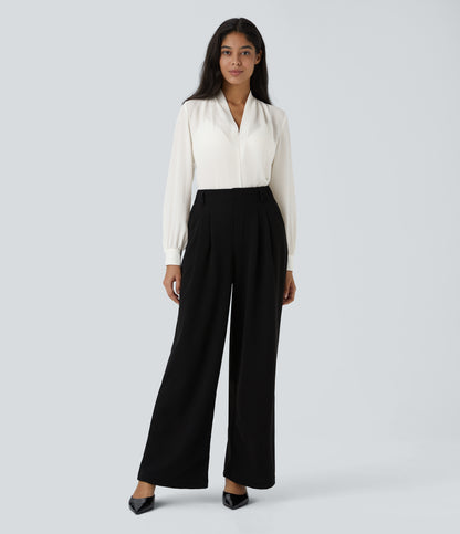 V Neck Long Sleeve Work Blouse