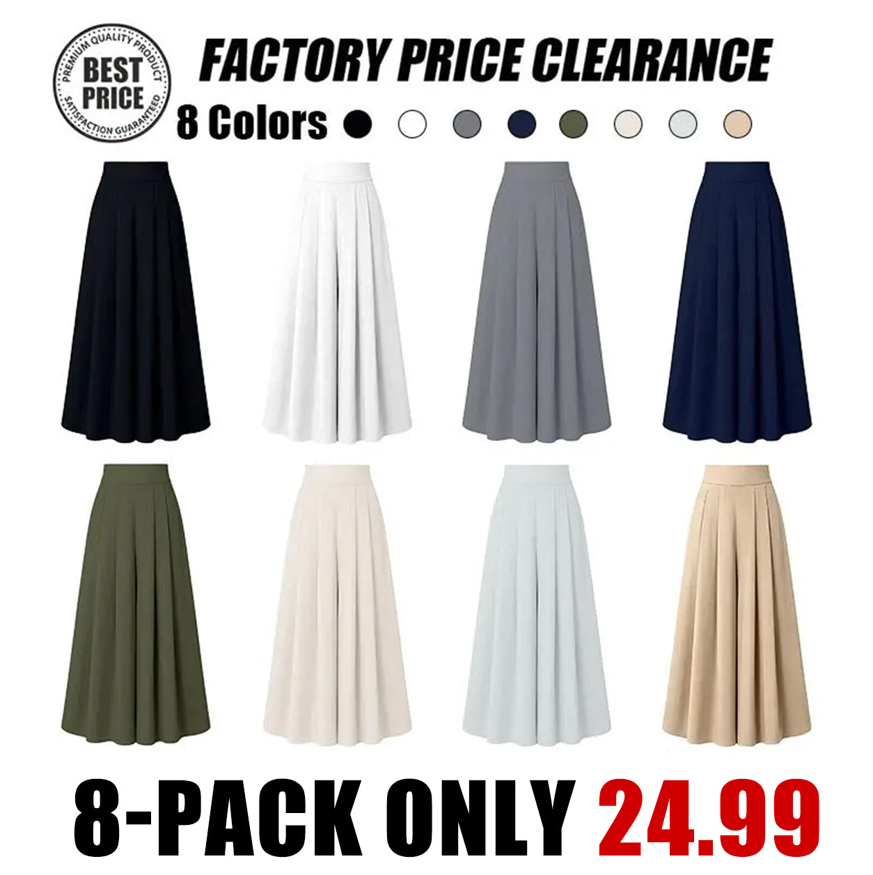 Women's High-Waisted Flowy Wide Leg Palazzo Pants with Pockets