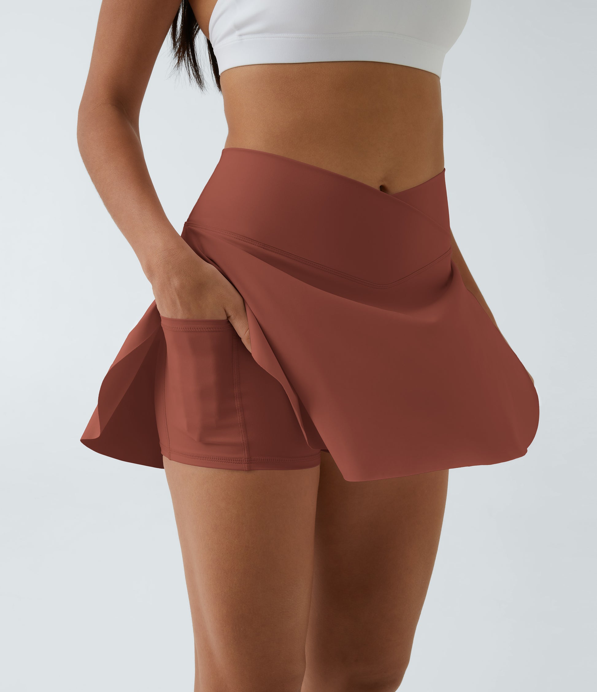 SoftlyZero™ Airy Crossover Pocket 2-in-1 InstantCool Tennis Skirt-Lucid-Longer Length