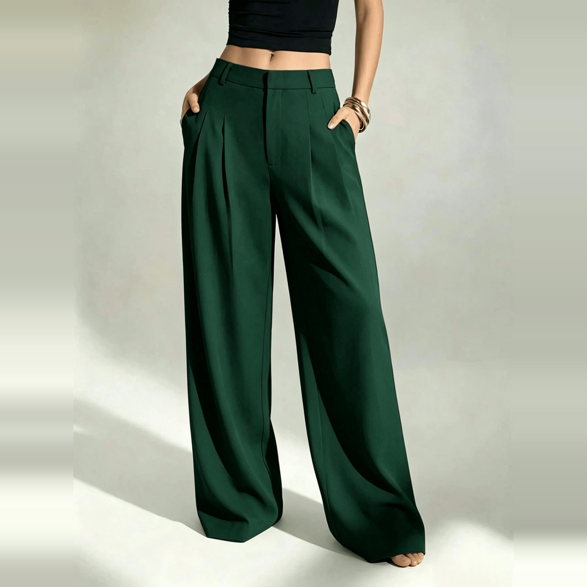 [LAST DAY SALE]Women’s High-Waist Wide-Leg Pants with Free Belt