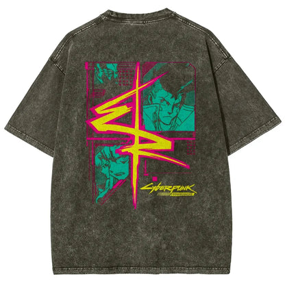 Cyberpunk Edgerunner Unisex Fit Washed T-Shirt 25 9  66 9