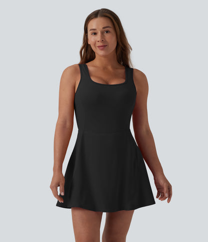 SoftlyZero™ Airy U Neck 2-in-1 Pocket Mini Cool Touch Dance Active Dress DD-F Cups-Easy Peezy