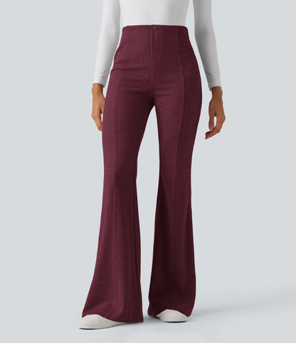 Ribbed High Waisted Tummy Control Casual Flare Pants