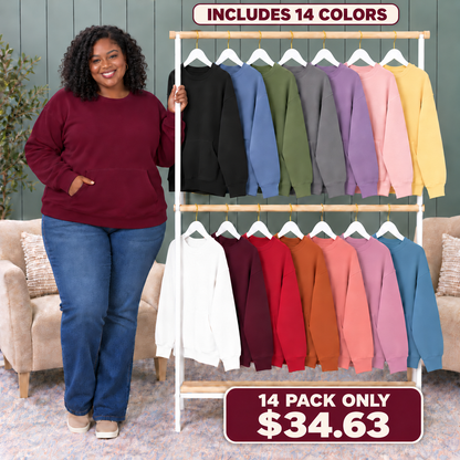 Women's Oversized Crewneck Sweatshirt with Kangaroo Pocket
