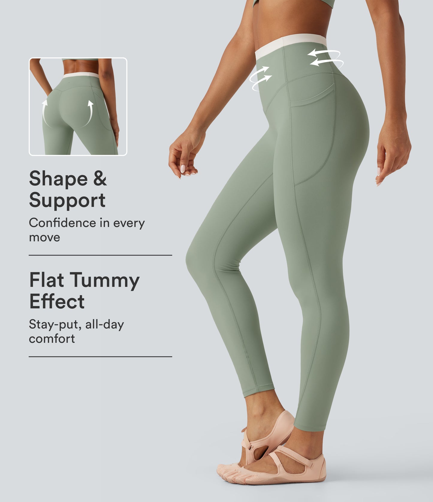 Halara UltraSculpt™ High Waisted Tummy Control Color Block Skinny Yoga Leggings with Pockets