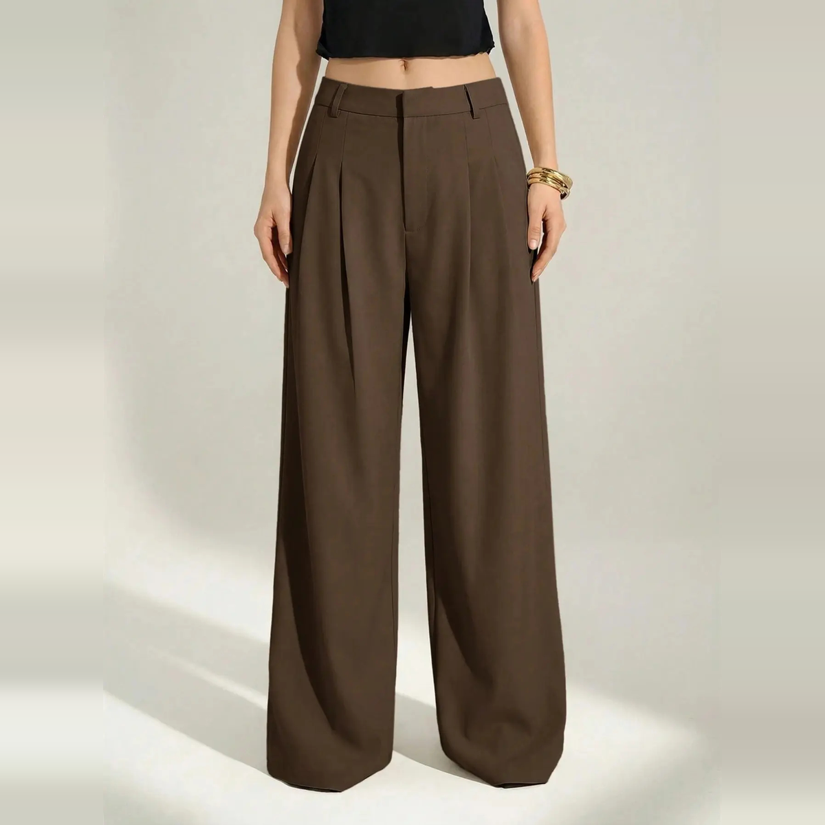 [LAST DAY SALE]Women’s High-Waist Wide-Leg Pants with Free Belt