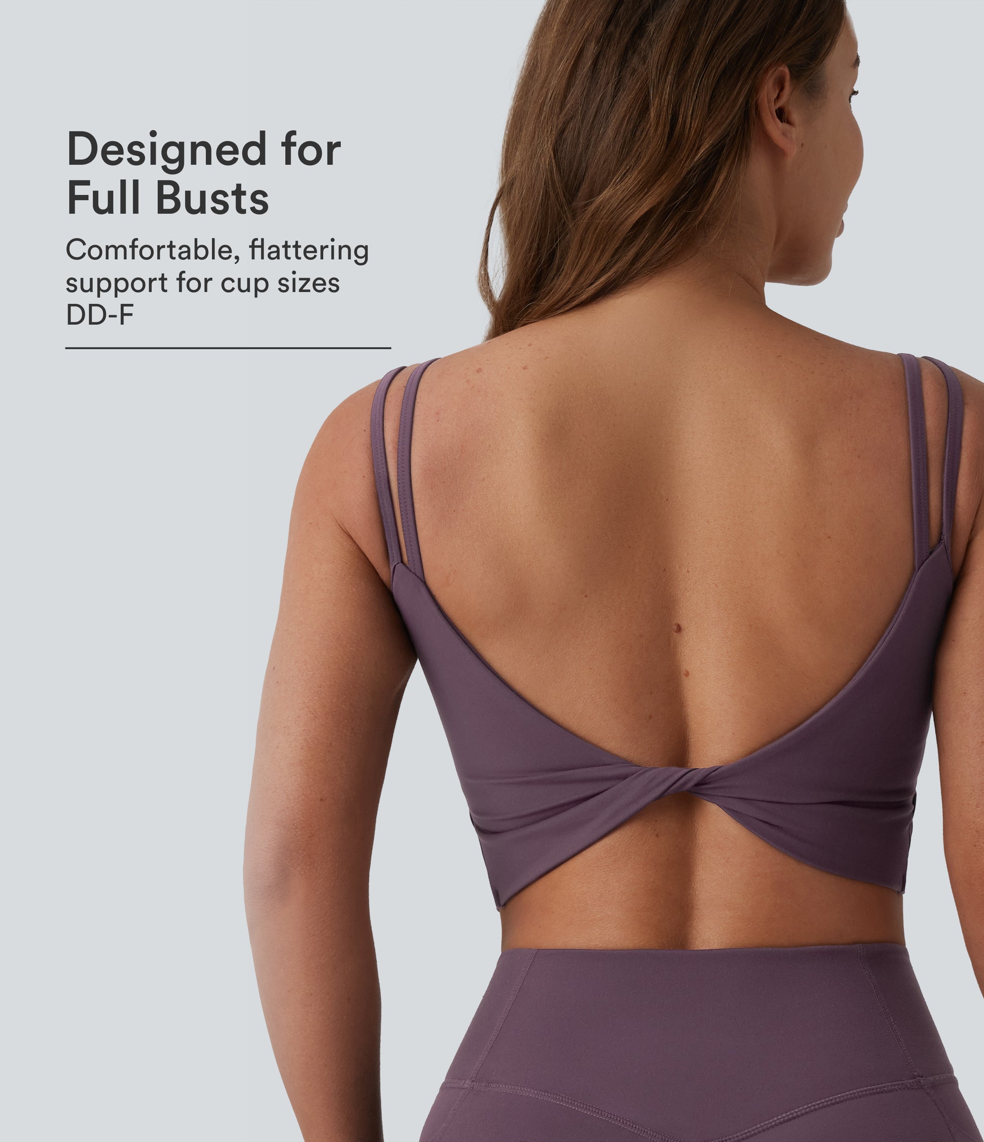 Halara UltraSculpt™ Double Straps Twisted Backless Cropped Built-in Bra Yoga Tank Top DD-F Cups