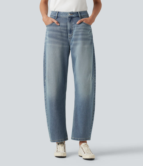Halara Flex™ High-waisted Casual Barrel Leg Jeans with Pockets