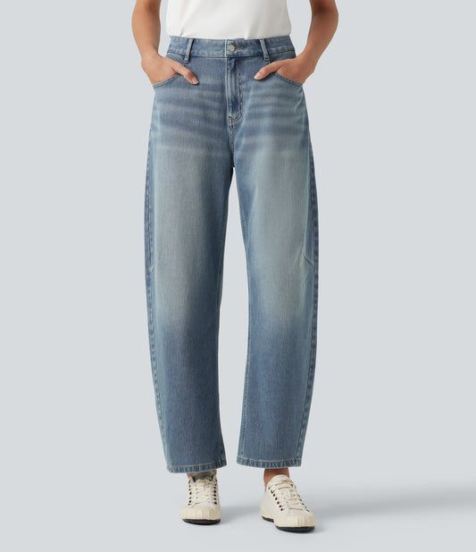 Halara Flex™ High-waisted Casual Barrel Leg Jeans with Pockets