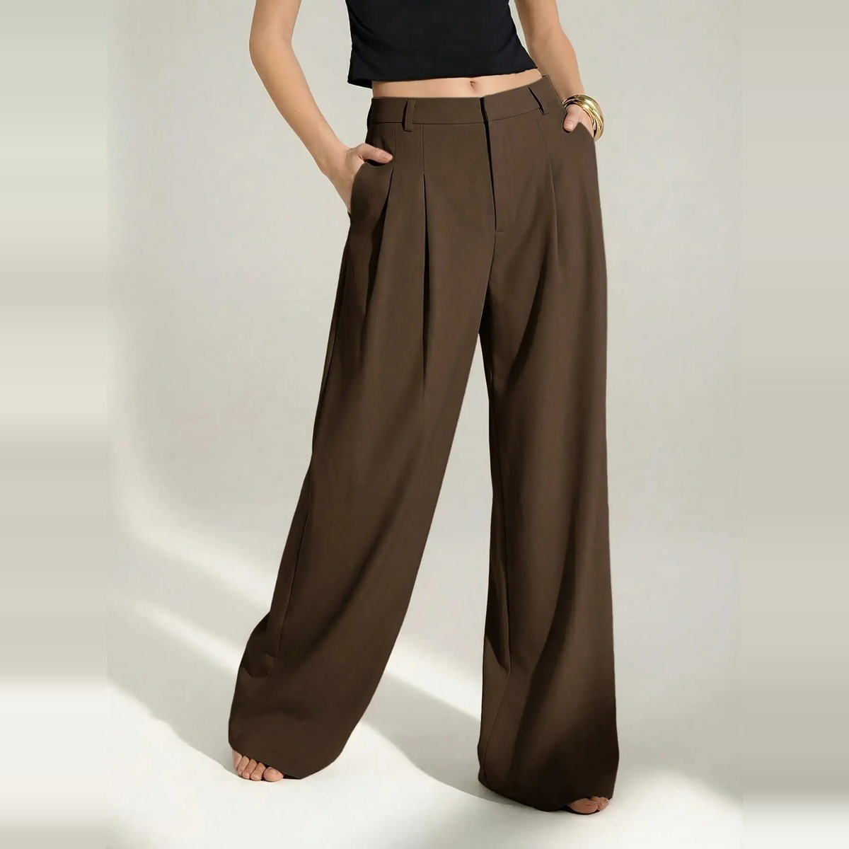 [LAST DAY SALE]Women’s High-Waist Wide-Leg Pants with Free Belt