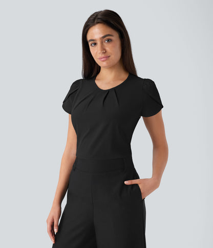 Breezeful™ Round Neck Short Sleeve Keyhole Back Quick Dry Work Top
