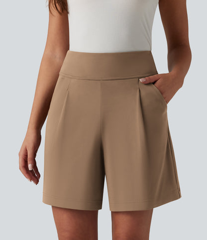 DayStretch High Waisted Work Baggy Bermuda Shorts 7'' with Pockets