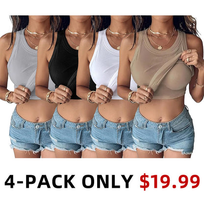 Women Everyday Basic Ribbed Built-in Bra Tank