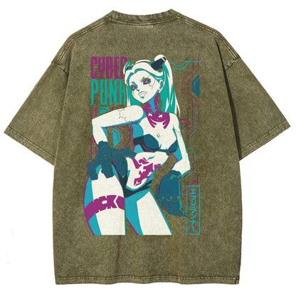 Cyberpunk Edgerunner Unisex Fit Washed T-Shirt 25 9  6622
