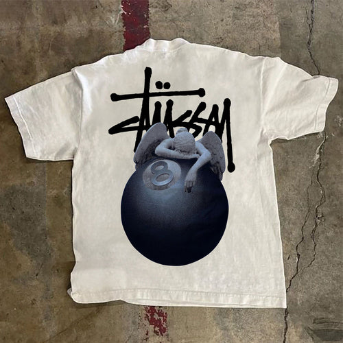 Words Billiards Print Short Sleeve T-shirt