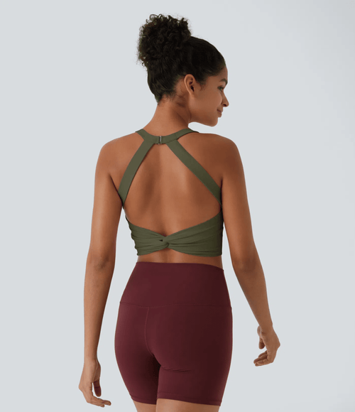SoftlyZero™ Plush Cut Out Cropped Yoga Tank Top