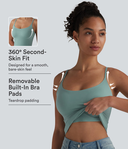 Scoop Neck Built-in Bra Casual Tank Top B-E Cups