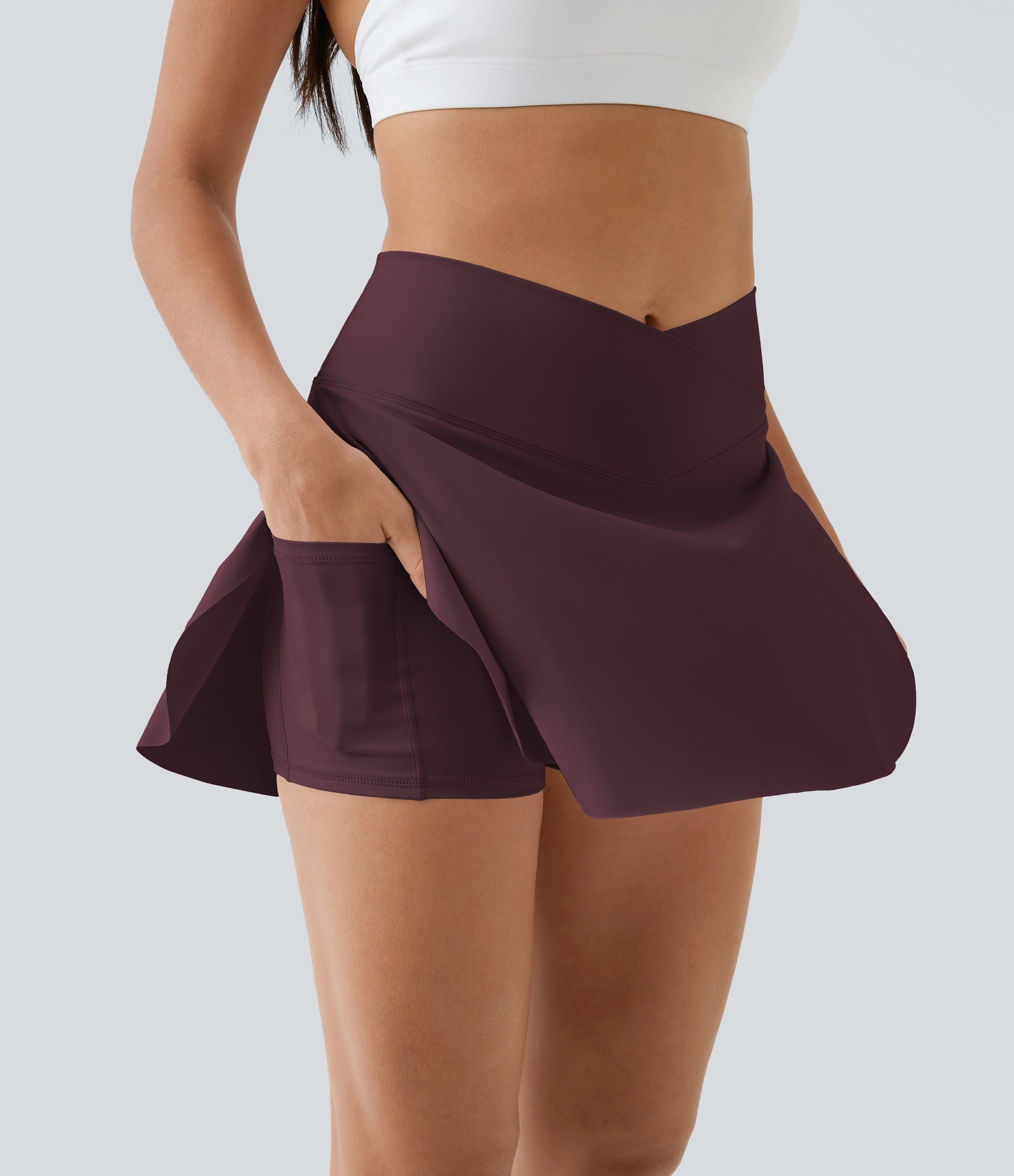 SoftlyZero™ Airy Crossover Pocket 2-in-1 InstantCool Tennis Skirt-Lucid-Longer Length