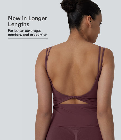 UltraSculpt™ Double Straps Twisted Backless Cropped Yoga Tank Top-Longer Length