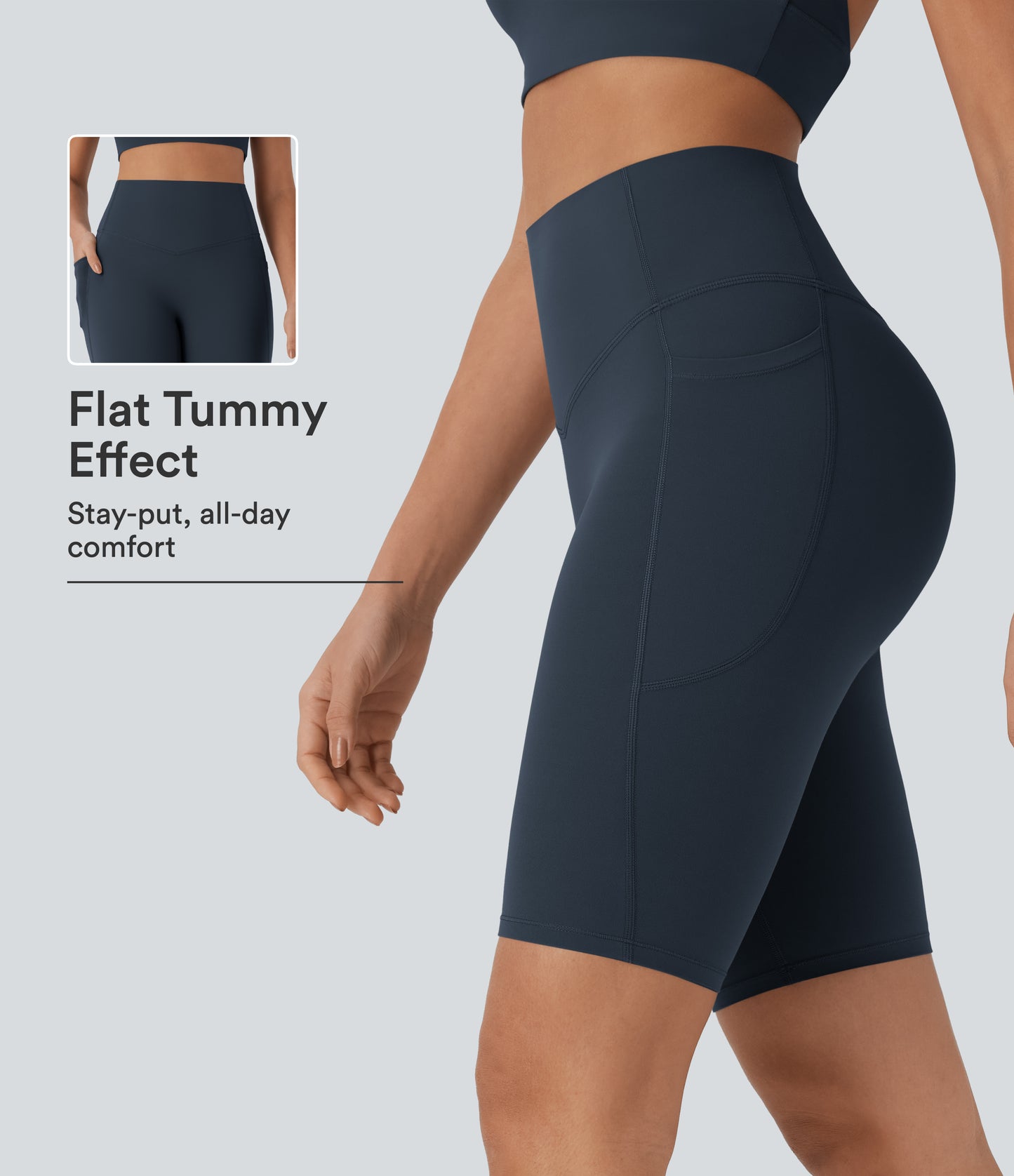 UltraSculpt™ High Waisted Tummy Control Pocket Shaping Training Biker Shorts 9''