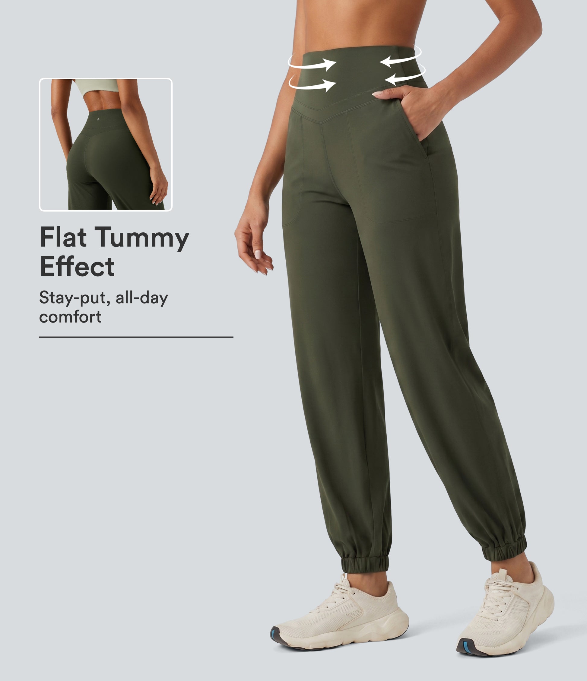 UltraSculpt™ High Waisted Tummy Control Tapered Yoga Joggers with Pockets