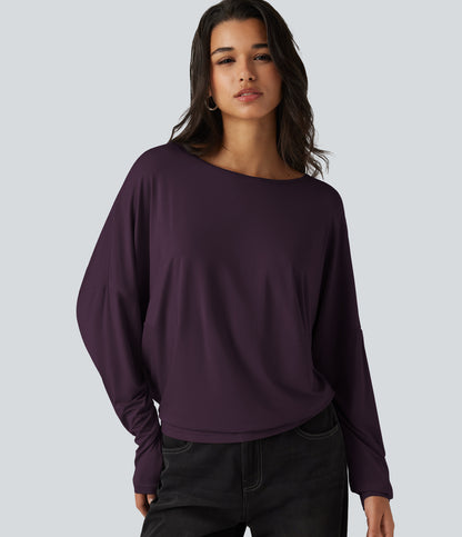 Round Neck Long Sleeve Relaxed Casual Top