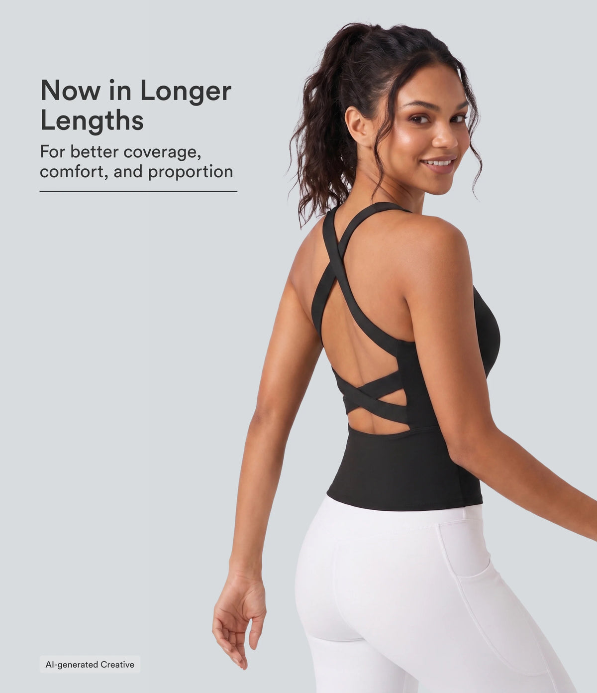 SoftlyZero™ Airy Square Neck Cropped InstantCool Running Tank Top-Longer Length
