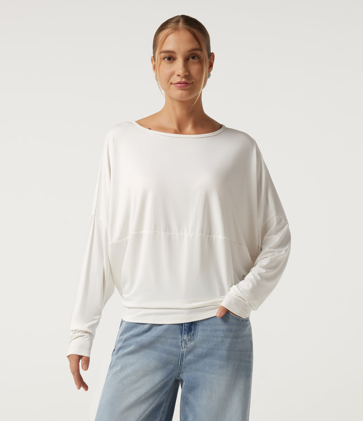 Round Neck Long Sleeve Relaxed Casual Top
