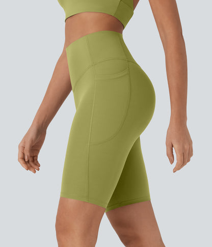 UltraSculpt™ High Waisted Tummy Control Pocket Shaping Training Biker Shorts 9''