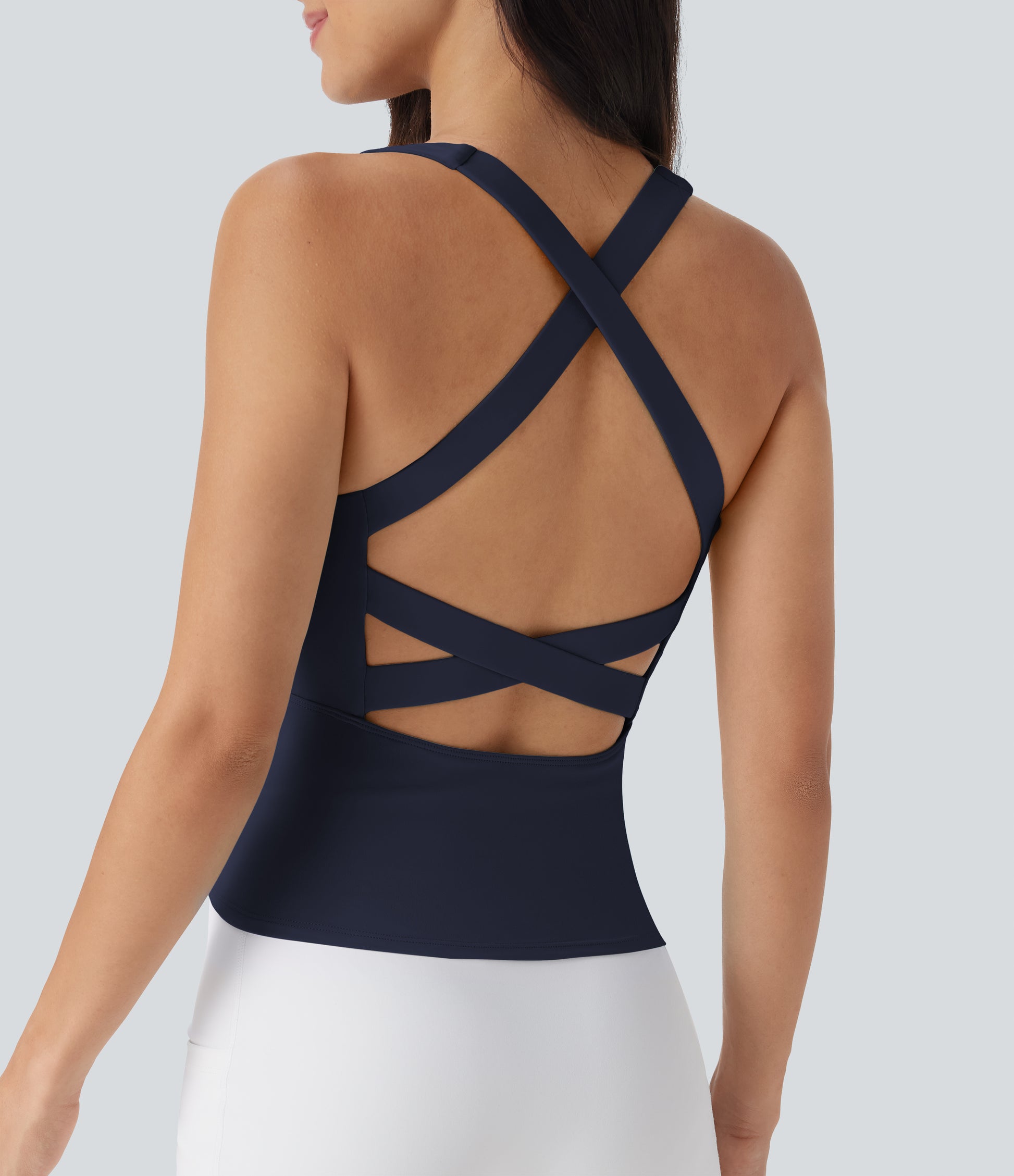 SoftlyZero™ Airy Square Neck Cropped InstantCool Running Tank Top-Longer Length