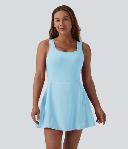 SoftlyZero™ Airy U Neck 2-in-1 Pocket Mini Cool Touch Dance Active Dress DD-F Cups-Easy Peezy
