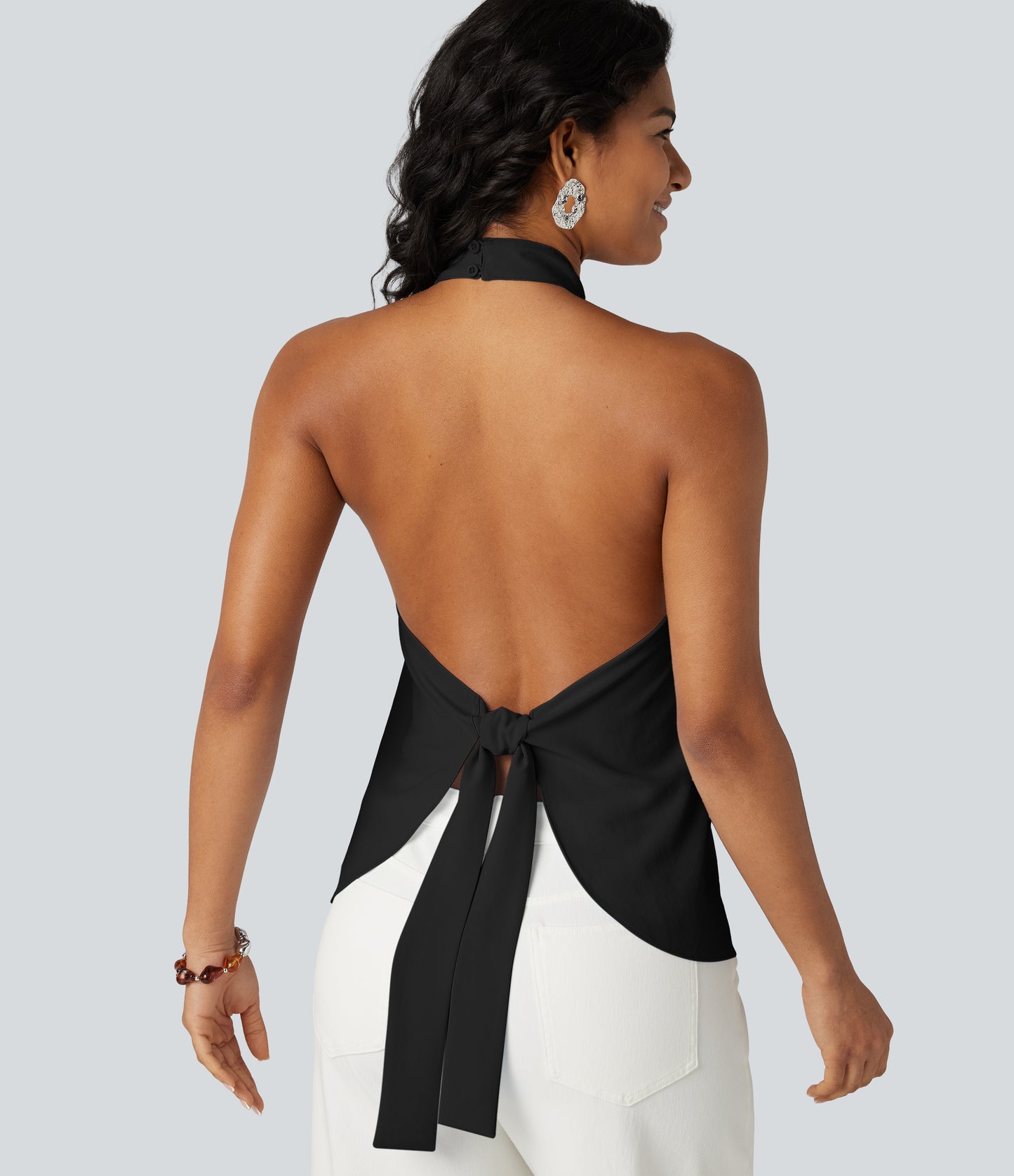 Backless Tie-back Casual Halter Top