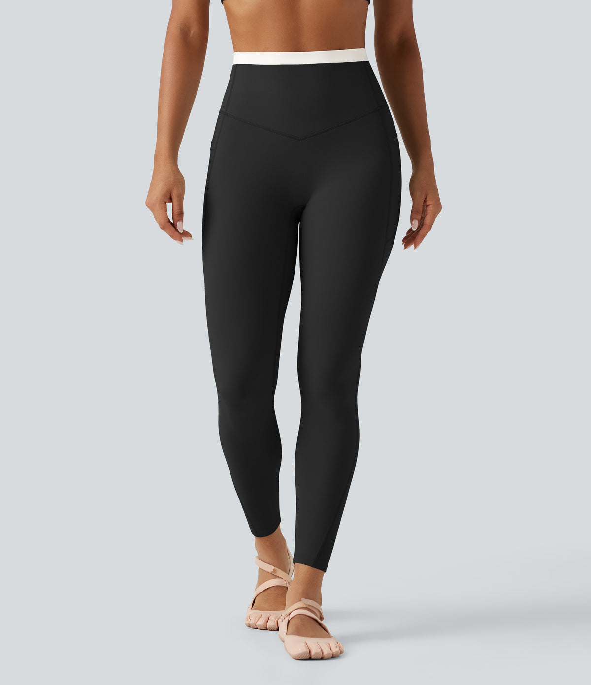Halara UltraSculpt™ High Waisted Tummy Control Color Block Skinny Yoga Leggings with Pockets