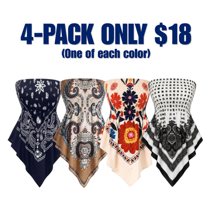 Plus Size Women's Strapless Towel Print Top