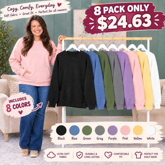 Women's Oversized Crewneck Sweatshirt with Kangaroo Pocket