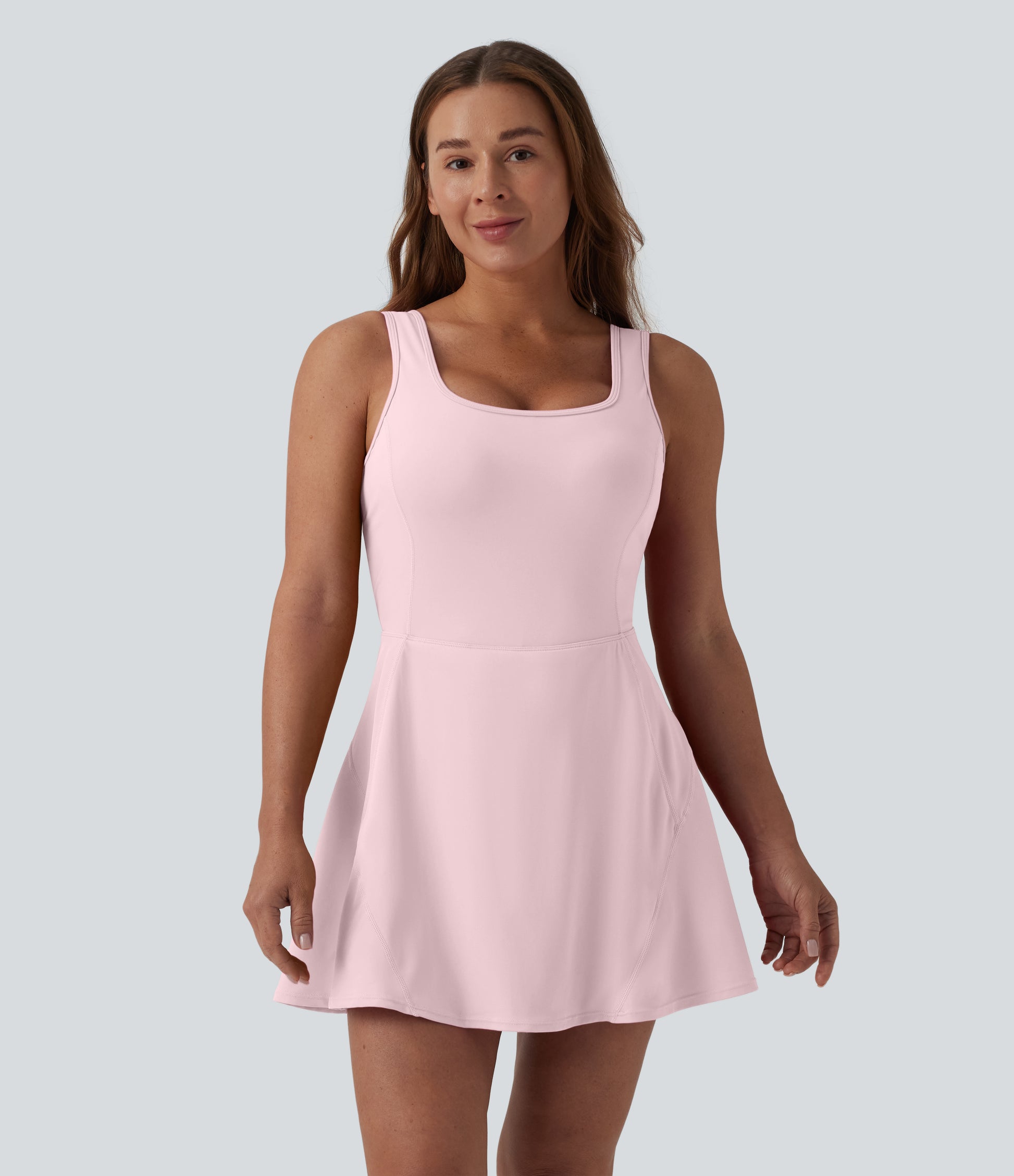 SoftlyZero™ Airy U Neck 2-in-1 Pocket Mini Cool Touch Dance Active Dress DD-F Cups-Easy Peezy