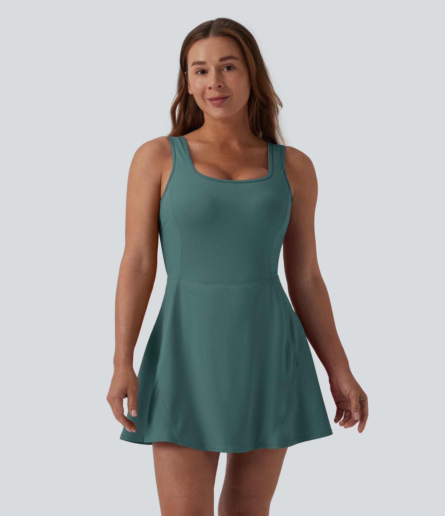 SoftlyZero™ Airy U Neck 2-in-1 Pocket Mini Cool Touch Dance Active Dress DD-F Cups-Easy Peezy