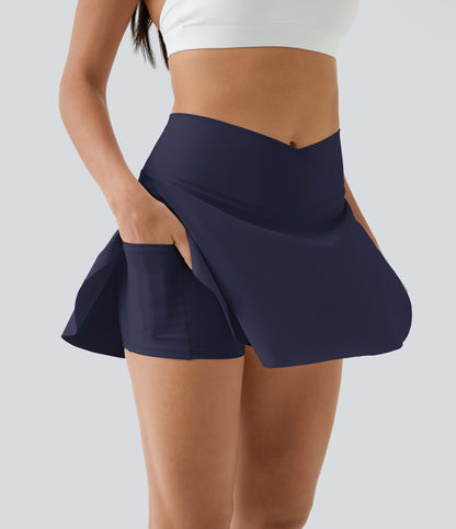 SoftlyZero™ Airy Crossover Pocket 2-in-1 InstantCool Tennis Skirt-Lucid-Longer Length